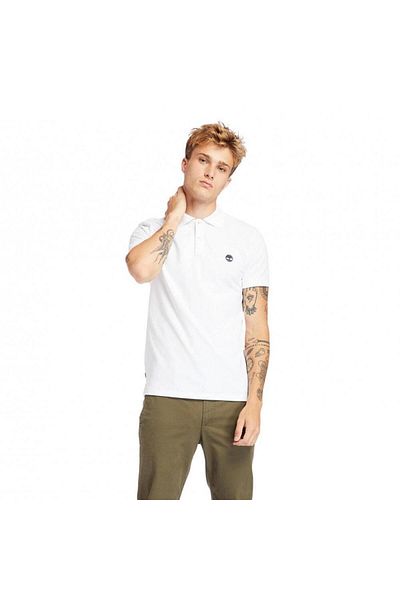 Timberland بولو أبيض للرجال من Ss Millers River Pique Tb0a26n4100