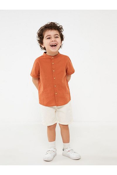 LC Waikiki Hakim Collar Short Sleeve Baby Boy Shirt and Shorts Set of 2