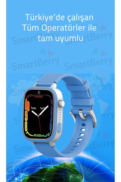 Smartberry Z51 Görüntülü Görüşme Gps Wıfı Net Konum Gizli Dinleme Akıllı Çocuk Takip Saati Sim Kartlı - Mavi