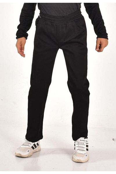 MORE KIDS Black Canvas School Pants - Elastic Waist