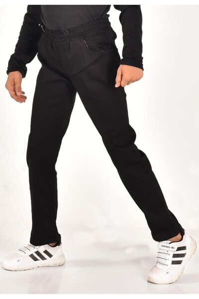 MORE KIDS Lastikli Bel Canvas Okul Pantolonu Siyah