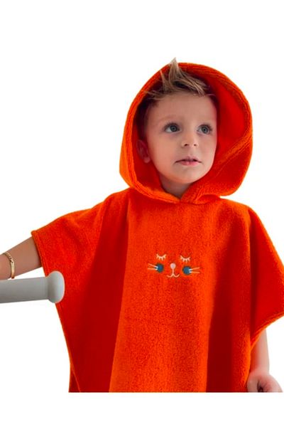 C&City Orangefarbener C1717-Modell-Digitaldruck-Poncho für Kinder