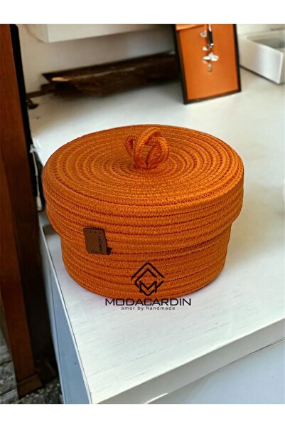 JÜTEX HOME jüt hasır sepet oval kapaklı organizer 20X20