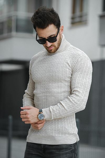Oksit Ανδρικό πλεκτό κορμάκι με ψηλό λαιμό Seka 821 Slim-Fit