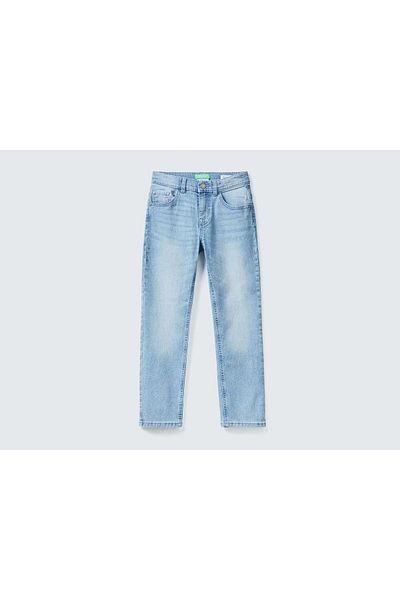 United Colors of Benetton Pantaloni slim din denim cu 5 buzunare cu imprimeu pentru băieți