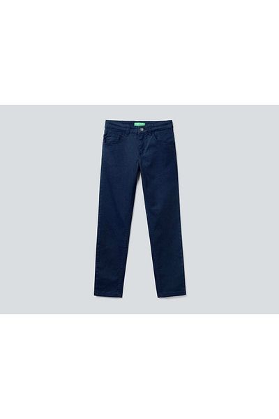 United Colors of Benetton Benetton Boy's Navy Blue Gabardine Trousers with 5 Pockets