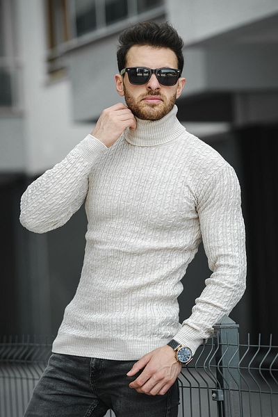 Oksit Ανδρικό πλεκτό κορμάκι με ψηλό λαιμό Seka 821 Slim-Fit