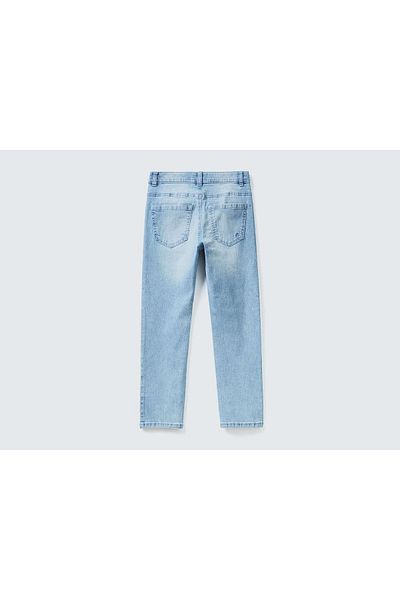 United Colors of Benetton Pantaloni slim din denim cu 5 buzunare cu imprimeu pentru băieți