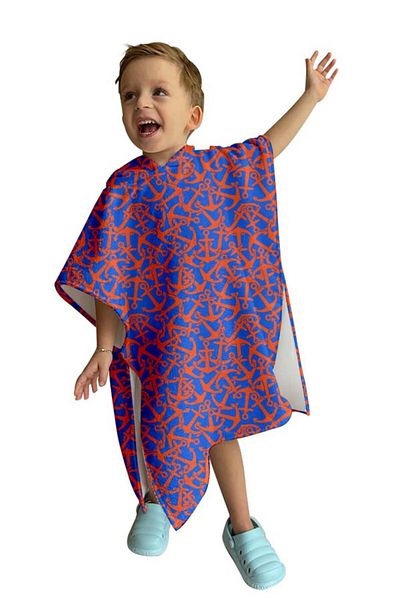 C&City Digital bedruckter Kinderponcho in Weinrot/Blau – C1701