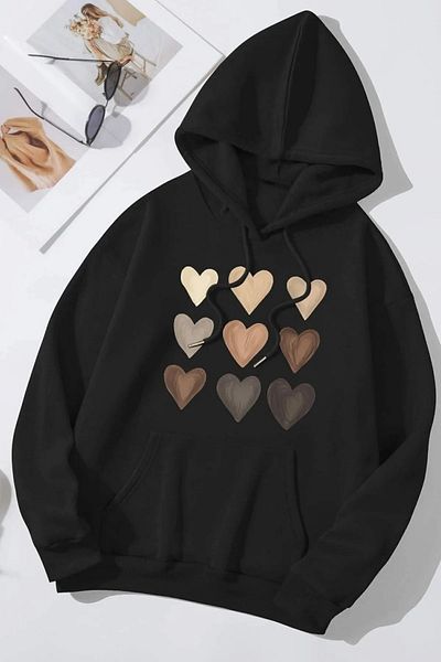 ciwi&life Πλεκτό φούτερ Unisex με θέμα Black Hearts - 2ip Raster