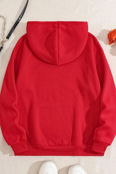 yueswear Унисекс плетен суитшърт с червен леопардов шарка - 2 прежди, повдигнати