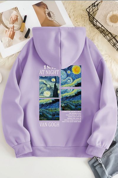 mw memowear Πλεκτό φούτερ Van Gogh Lilac Raised - Unisex 2ip