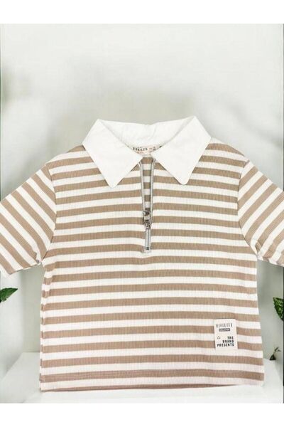 Zekids Κοριτσίστικο μπλουζάκι με ριγέ γιακά πόλο