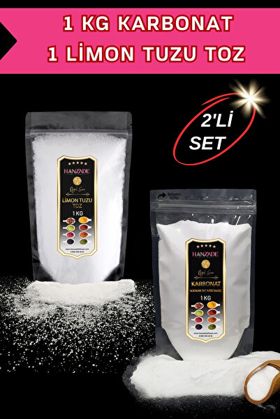 Hanzade Bitkisel Limon Tuzu Toz 1 Kg + Karbonat 1 Kg 2'li Set