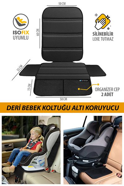 GM-DESIGN Leather Auto Child Baby Seat Protector - Isofix Compatible - Stain Resistant - Erasable