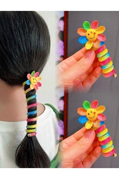 AŞK I TAKI Set de 2 agrafe de păr spiralate cu flori zâmbitoare