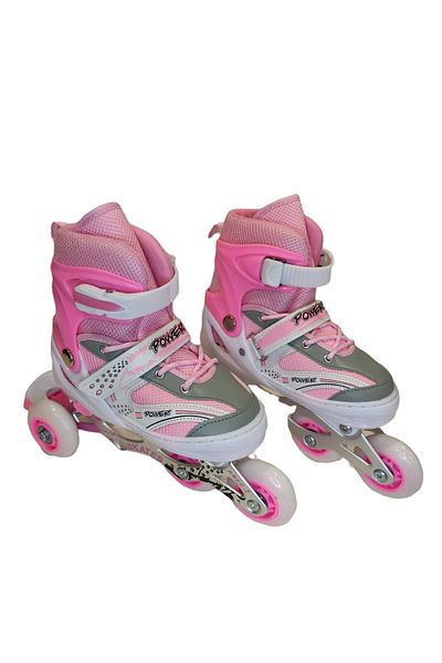 CANSPORT Children's Skate - Lighted Double Row Adjustable Training Skate - M(34-37) Pink