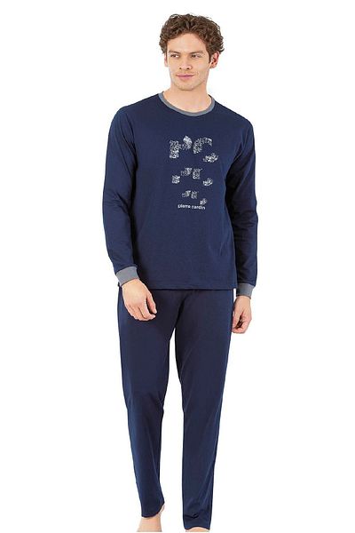 Pierre Cardin 6069 Ανδρικό σετ πιτζάμες με μακρυμάνικο λαιμόκοψη-σκούρο μπλε