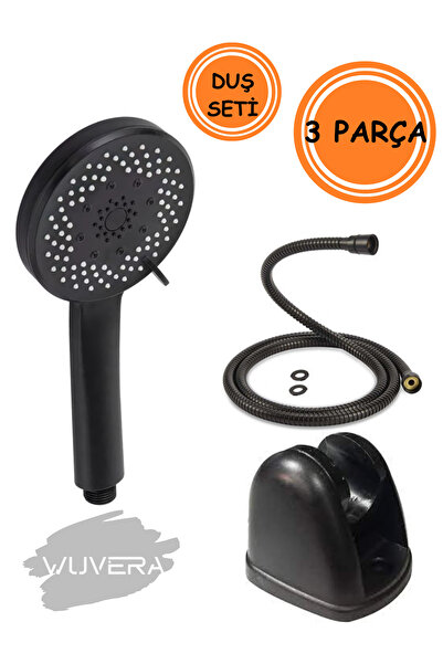 WUVERA Fonksiyonlu Zebra Siyah Banyo Duş Başlığı Fiskiyesi Telefonu Duş Seti