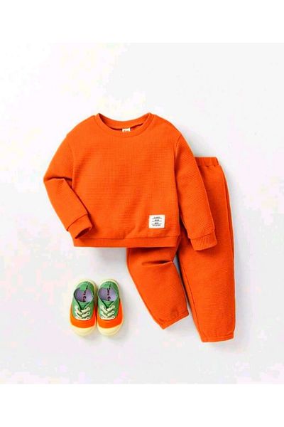 KTT TEKSTİL Long Sleeve Waffle Seersucker Set for Kids