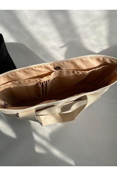 VAGO COLLECTION Beige Eco Canvas Bag