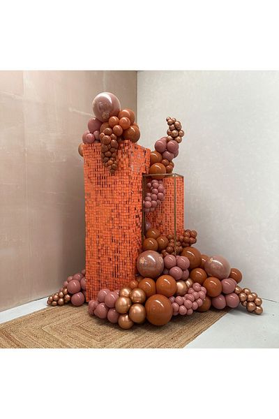 eğlencemarketi 100 Pieces Chrome Bronze Rosewood and Burnt Orange Balloon Chain