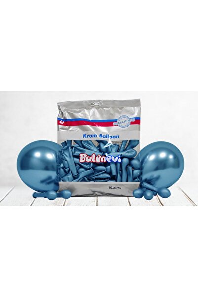eğlencemarketi 6 Inç Küçük Boy Krom Balon 10 Adet Mavi