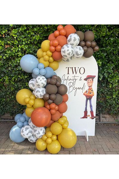 eğlencemarketi Chocolate Brown Burnt Orange Turmeric and Storm Blue Balloon Chain 100 Pieces