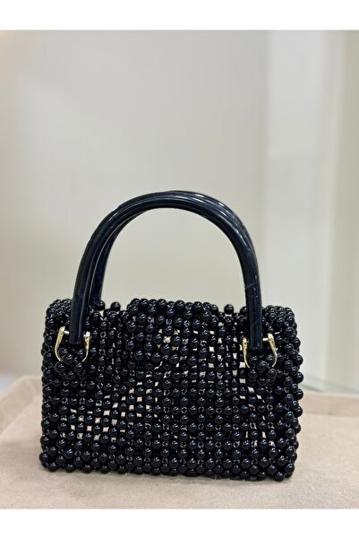 FouleeAksesuar Foulee Aksesuar Akrilik Saplı Inci Boncuklu El Çantası - Siyah