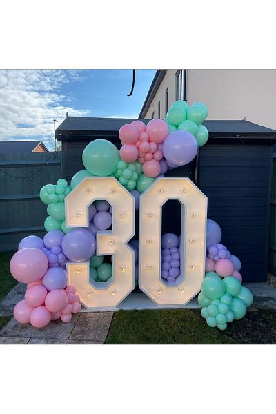 eğlencemarketi Macaron Lilac Mint and Pink Balloon Chain 100 Pieces