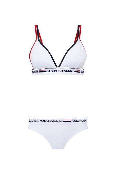 U.S. Polo Assn. Λευκό βαμβακερό Lycra γυναικείο μπουστάκι και σετ slip - Mer6.ggjj6.puk2qx/el5.w4y