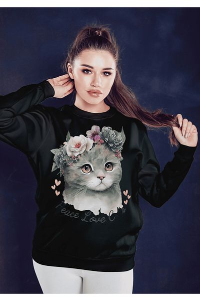 LAND MODA Φούτερ με μαύρο στάμπα oversize