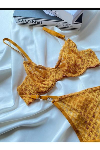 BELINGE Set de chiloți sutien cu sârmă cu lanț din dantelă