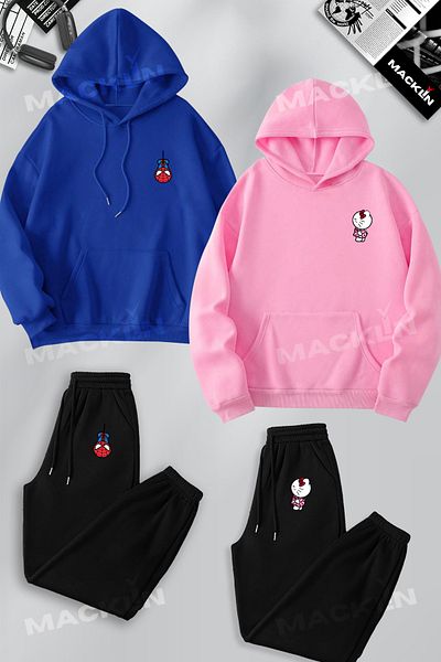 macklin Set de 4 hanorace cu glugă și pantaloni de sport cu imprimeu Spiderman și Hello Kitty