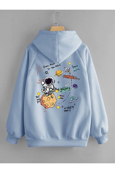 UNIQUE DESIGN Γυναικεία/Ανδρική φούτερ με κουκούλα Galaxy Printed Oversize