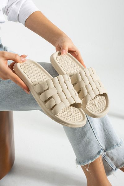 Moda Devrin Gz14273 Bej, cu talpă anti-alunecare, baie turcească, balcon, mare, plajă, papuci