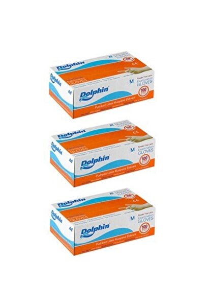 Dolphin قفازات لاتكس خالية من البودرة 3x100 متوسط