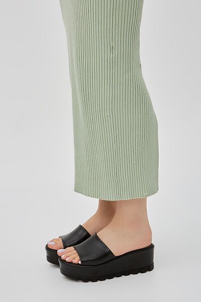 Moda Devrin Μαύρο δέρμα Flat Wedge Heeled Γυναικείες Παντόφλες Παντόφλες Ψηλής Σόλας