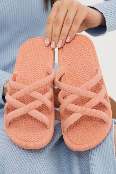 Moda Devrin Gz12494 Αντιολισθητικές Παντόφλες με Ψάθινο Σολομού Παντόφλες παραλίας πισίνας