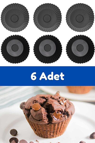 Kitchen Design Lab Antrasit 6'lı Silikon Mini Browni Kalıbı - Muffin Kalıbı 6...