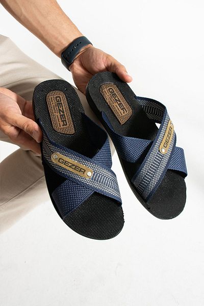 Moda Devrin Gz10489-04 Model Navy Blue White Summer Cross Slippers