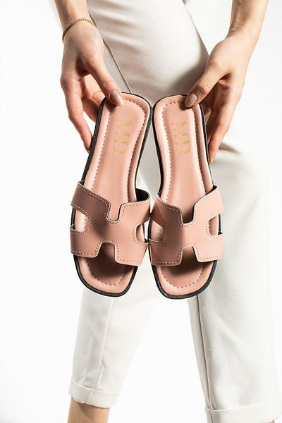 Moda Devrin Powder Open Front Side Women's Slippers Outdoor and Home Slippers