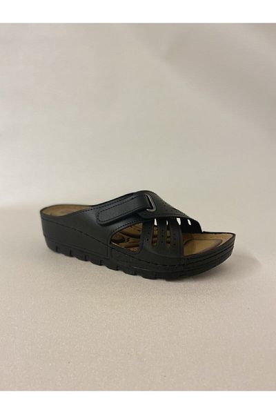 ELİS شبشب نسائي بكعب عريض من Els Black Cross Velcro