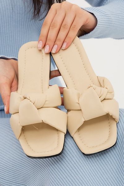 Moda Devrin Papuci de damă Beige Legat Papuci de casă și de exterior