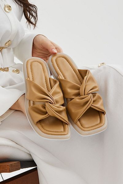 Moda Devrin Mink Cross Twist Women's Slippers Non-Slip Sole Outdoor and Home Slippers