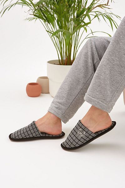 Moda Devrin Γκρι M Home Παντόφλες Χειμερινές Παντόφλες Guest Slippers