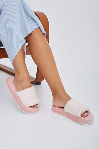 Moda Devrin Πούδρα Hello Fleece Εσωτερική επένδυση Αθόρυβη σόλα Winter House Παντόφλες