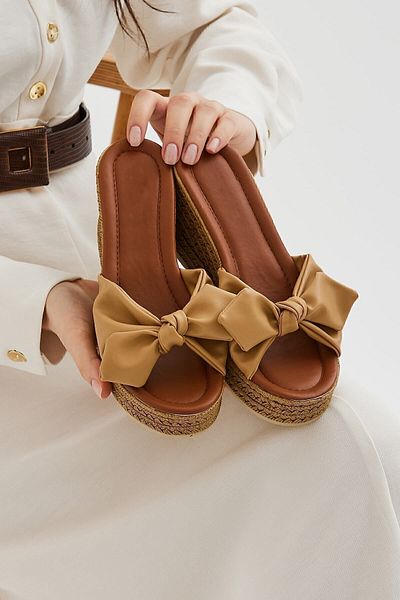 Moda Devrin Γυναικείες παντόφλες Wedge Heeled Mink