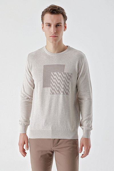Morven Ανδρικά πλεκτά σε μπεζ χρώμα Trend Roma Crew-Neck Dynamic Fit Relaxed Fit