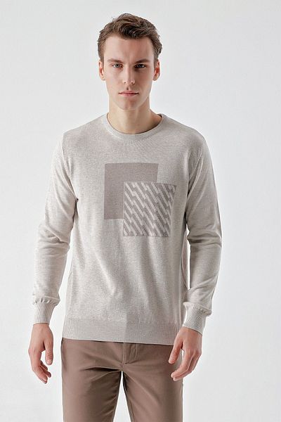 Morven Ανδρικά πλεκτά σε μπεζ χρώμα Trend Roma Crew-Neck Dynamic Fit Relaxed Fit